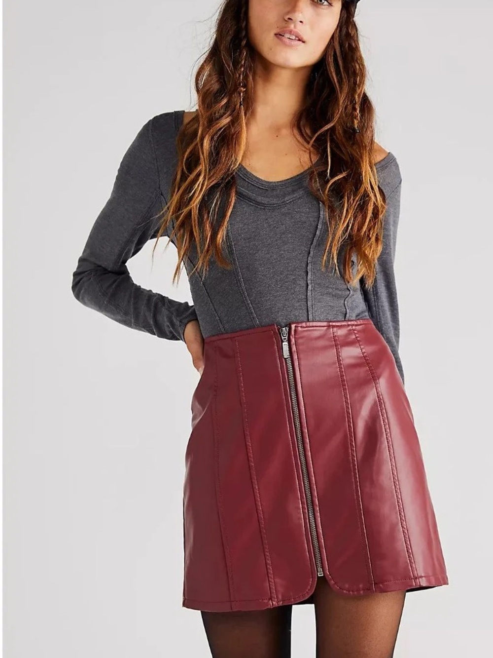 Free People leather skirt